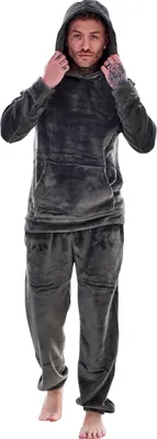 Image de Keanu - Pyjama pour homme, avec capuche, polaire TC481 (XXL) (Gris)
