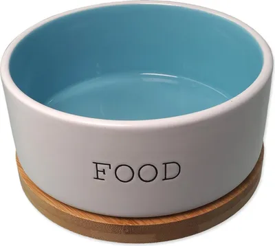 Immagine prodotto di Ciotola DOG FANTASY in ceramica bianco-blu FOOD con sottobicchiere 16 x 6,5 cm 850 ml