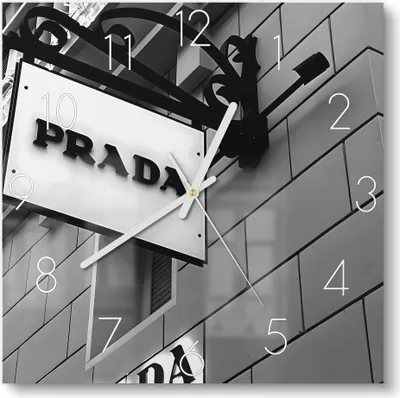 Produktbild von DEQOART Glasuhr 30x30 cm Zahlen 'Prada Monochrome' Wanduhr Glas Uhr Design leise Küchenuhr