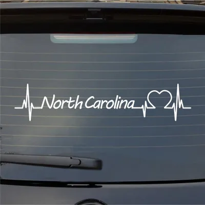 Produktbild von Heckscheibenaufkleber North Carolina Herzschlag Staat USA Liebe 55x11 cm Weiss Glanz Auto Aufkleber Sticker
