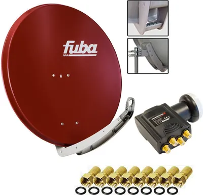 Produktbild von Fuba DAA 850 R Sat Schüssel Rot 85x85cm Deluxe LNB Quad PremiumX 8x F-Stecker