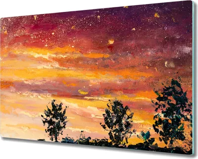 Produktbild von Coloray Hackbrett Herdabdeckplatte 80x52 cm Küchenbrett Kochplattenabdeckung Schneidebrett - Bäume Himmel