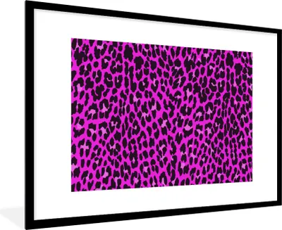 Produktbild von MuchoWow® Gerahmtes Poster Leopard - Rosa - Tiere 90x60 cm - Poster mit Schwarzem Bilderrahmen Wandposter Rahmen Foto Bilder - Wanddekoration - Fotos
