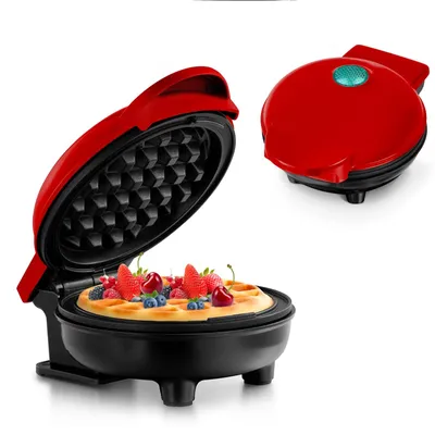 Produktbild von Waffeleisen Mini Rot Retro Design Antihaft für Waffeln Modell-Nr. 12345
