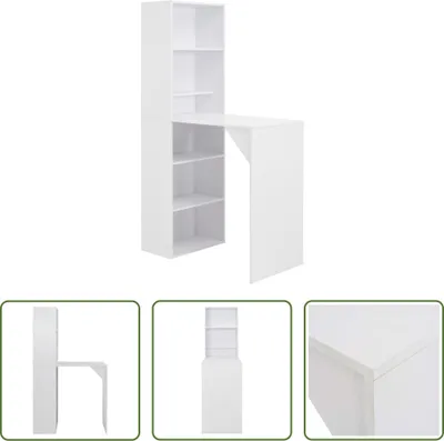 Produktbild von The Living Store Bartisch mit Schrank Weiß 115x59x200 cm