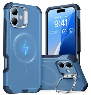 Produktbild von ESR Cyber Armor Kickstand-Hülle für iPhone 16 – blau