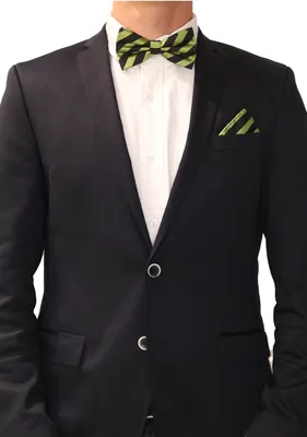 Produktbild von Fabio Farini - 2 Stück Herren Fliegen Set mit Einstecktuch - Männer Querbinder Vorgebunden Schwarz/Grün