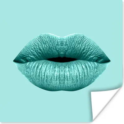 Produktbild von MuchoWow® Poster Lippen - Pastell - Blau 100x100 cm - Babyzimmer