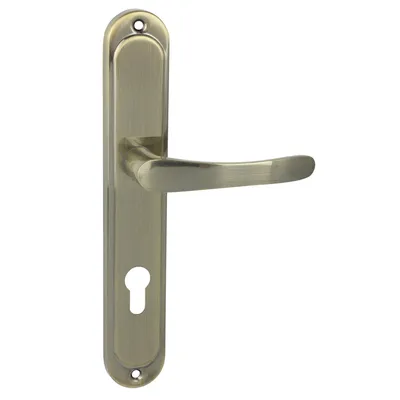 Produktbild von DOMINO Türgriff 72 Drückergarnitur PZ - Profilzylinder Set|  für Zimmertür, Bürotür, Kellertür & Innentür | L-Form | Aluminium | Bronze | NOVA M3 PZ72
