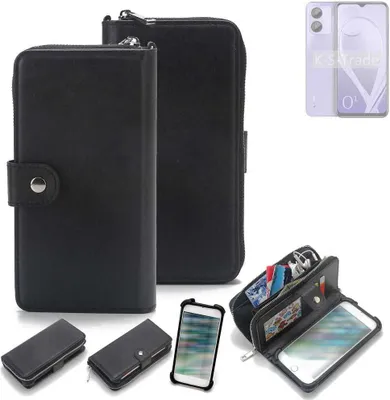 Produktbild von K-S-Trade 2in1 Handyhülle Schutzhülle kompatibel mit Lava O1  & Portemonnee Cover Handy Hülle Case Etui Geldbörse Wallet Bookstyle Hülle schwarz