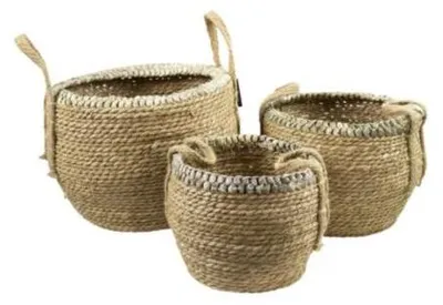 Productafbeelding van Mars & More manden met natuurlijke, gevlochten rand (set van 3)