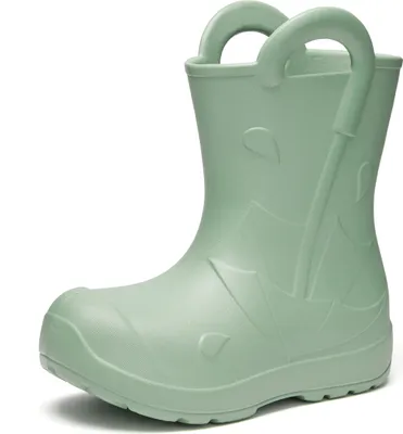 Produktbild von Ladeheid x Camminare Gummistiefel Kinder aus ultraleichtem EVA, wasserdicht, rutschfest und bequem, mit elegant geprägtem Splash-Design aus Wellen, Tropfen, Regenschirm LA-CA-20 (Oliv,34/35 EU).