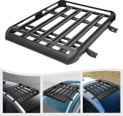 Obrázok produktu pre Strešný košík pre auto – univerzálny strešný nosič – 127 x 97 cm – max. 68 kg – ľahký hliník – pre všetky modely SUV – čierny