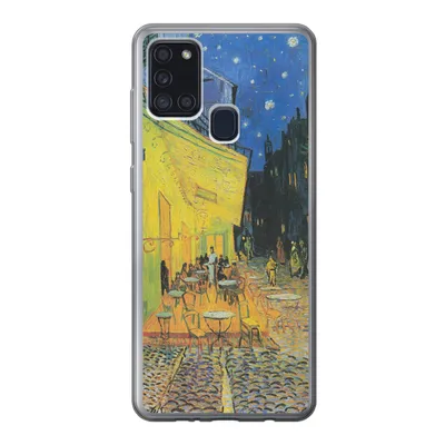 Produktbild von MuchoWow® Handyhülle Schutzhülle Hülle für Samsung Galaxy A21s Caféterrasse bei Nacht - Vincent van Gogh Silikon Softcase Handy Hülle - Hartschale