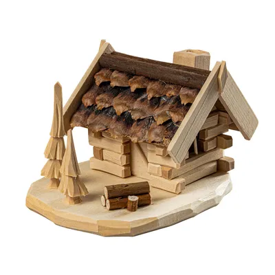 Produktbild von Saico Räucherfigur Hütte Holz 15 cm natur/braun