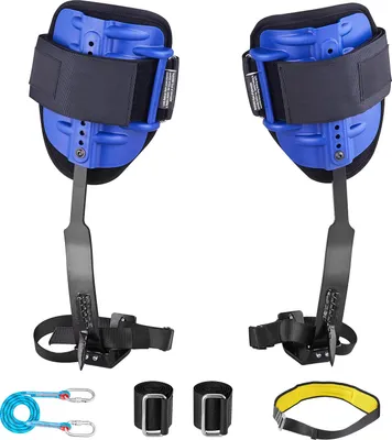 Produktbild von SucceBuy Baumkletterspikes, verstellbare Kletterausrüstung mit Gurten & Hüftgurt, Belastbarkeit 159 kg, stabile Stahlsteigeisen, geeignet für Baumpflege, Obsternte & Jagd, Blau