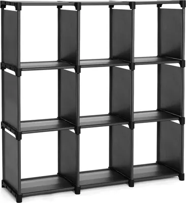 Produktbild von Aufbewahrungsregal mit 9 Fächern, offenes Regal, Bücherregal, Organizer für das Wohnzimmer, schwarz