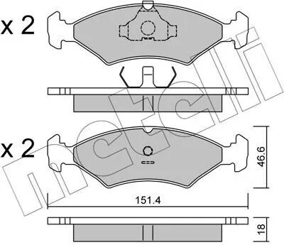 Produktbild von METELLI 22-0029-0 Bremsbeläge Satz Bremsklötze für FORD FIESTA III (GFJ) SIERRA (GBG, GB4) ESCORT IV Cabriolet (ALF) ESCORT IV (GAF, AWF, ABFT)