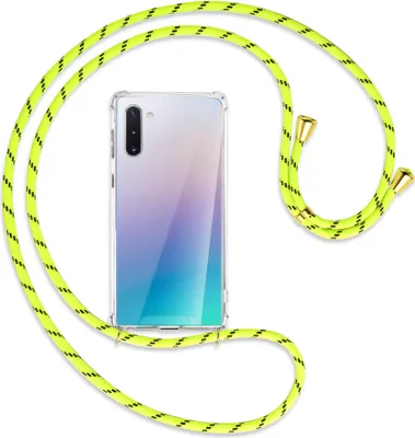 Produktbild von Handykette Backcover-Schutzhülle mit Band (Metall goldfarben) für Samsung Galaxy Note 10 (N970) - neongelb