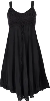 Produktbild von Boho Minikleid, Häkelkleid, Sommerkleid, Strandkleid - Schwarz, Damen, Viskose, Kleider