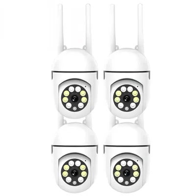 Produktbild von 4 Überwachungskameras, 2,4 GHz Wi-Fi, 355° schwenk- und neigbar, für den Außeneinsatz geeignet, Farb-Nachtsicht, Bewegungserkennung, Zwei-Wege-Audio