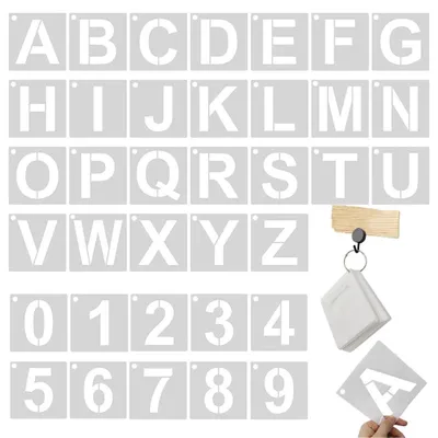 Schablonen-Set 36-tlg., Buchstaben A-Z & Zahlen 0-9, 5 cm, Kunststoff