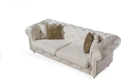 Produktbild von Weißer 2-Sitzer Designer Chesterfield Sofa Luxus Wohnzimmer 2-er Couch