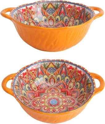 Obrázok produktu pre Polievková misa, keramická šalátová miska s rúčkou, 1200-1500 ml, 24 x 19.5 x 7 cm, na polievku