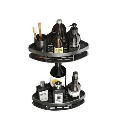 Produktbild von Badezimmer Halterung Schwarz Ablage Dusche Shampoo Seife Kamm Wandregal Bad Duschablage Organizer Regal Aufbewahrung Hängeregal