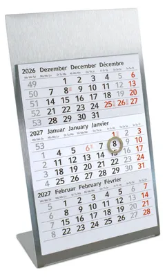 Produktbild von Timr Tischkalender zum Aufstellen aus Edelstahl I Für 2 Jahre 27/28 I tr093