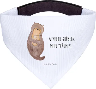 Produktbild von Mr. & Mrs. Panda Hund Halstuch Otter Muschel - Weiß - Geschenk, Motivation, Hundeschal, Medaillon, Optimistisch, Positiv, Grübeln, Hundehalstuch, Hunde, Träumen