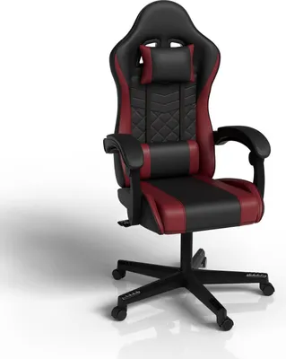 Zdjęcie produktu dla Fotel gamingowy Juskys HyperSeat, ergonomiczny, imitacja skóry , z regulacją wysokości - czarny/bordowy