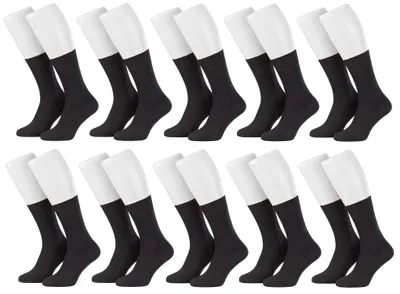 Produktbild von Tobeni 10 Paar Herrensocken ohne Gummi 100% Baumwolle Business Socken, Farbe:Schwarz, Grösse:39-42