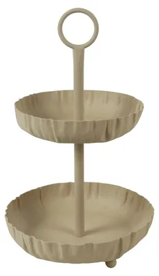 Image de Étagère décorative Cilgro, modèle à 2 niveaux, couleur crème, dimensions 25x25x40 cm