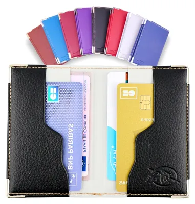 Produktbild von Kartenetui RFID Blocker Checkkartenetui Klein Kreditkartenetui Für Herren & Damen – 4 Kartensteckplatz Kartenetui Blocker Mit Schutz Für Bankkarten, Kreditkarten Hülle Metall-Ecken. (schwarz)