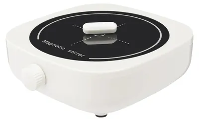 Obrázok produktu pre Magnetické miešadlo – laboratórne miešacie zariadenie – 0–4000 otáčok/minútu, plynule nastaviteľné – objem miešania 1 l – 220V AC, európska zástrčka – čierna sklenená doska – biela