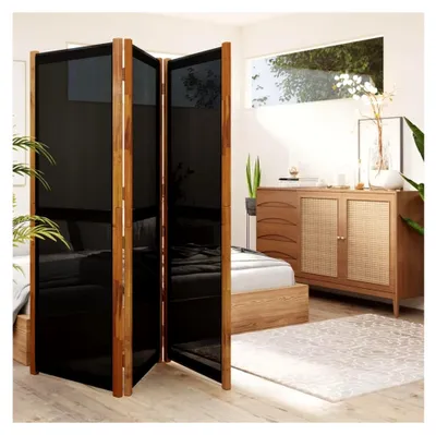 Produktbild von 3-TLG. Raumteiler, Trennwand, Paravent, Sichtschutz, Sichtschutzwand, Stellwand, Room Divider, Schwarz 210x180 cm