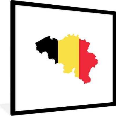 Produktbild von MuchoWow® Gerahmtes Poster Eine Illustration von Belgien in den Farben der Nationalflagge 40x40 cm - Poster mit Schwarzem Bilderrahmen Wandposter Rahmen Foto Bilder - Poster - Plakat im Rahmen