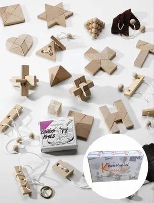 Produktbild von GICO Knobelspiel Klassiker Set 4 - 16 Geduldspiele in Geschenkverpackung - 2183