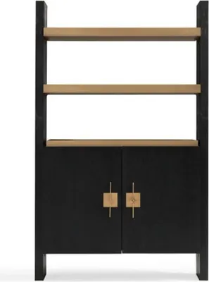 Image de Armoire avec étagères Armoire en bois Armoire en bois noir design or Nouveau