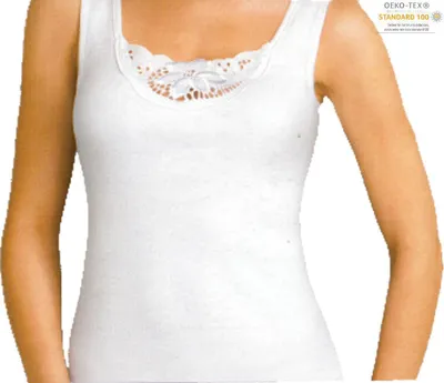 Produktbild von 2 Stück Damen Unterhemd Weiß mit Spitze Baumwolle; Weiß/44/46