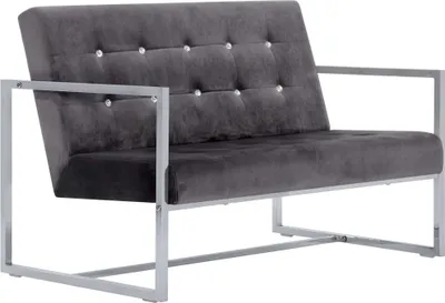 Produktbild von vidaXL 2-Sitzer-Sofa mit Armlehnen Dunkelgrau Chrom und Samt