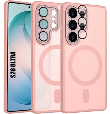 Image de Coque pour Samsung Galaxy S26 Ultra, avec Anneau Magnétique et Protection Caméra - Translucide Rose