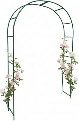 Produktbild von Metall Gartenbogen 240 x 150 cm Grün – Wetterfester, pulverbeschichteter Stahl-Rankbogen für Rosen, Clematis und Weinreben im klassischen Garten