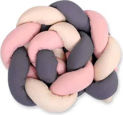 Image de Coussin de Protection Tressé pour Lit de Bébé Beige Knot Pillow 180 cm