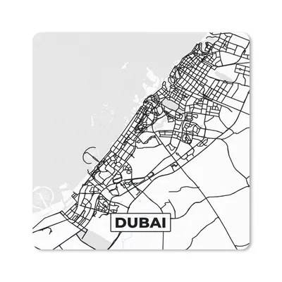 Produktbild von MuchoWow® Mauspad Mousepad Karte - Dubai - Schwarz und weiß - Stadtplan - Karte 20x20 cm - Mousepads - Maus Mat - Pad - Mausunterlage - Desk Mat - Bureauartikeln