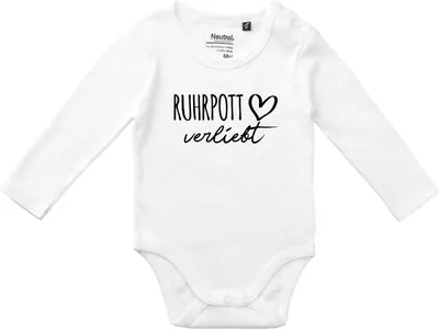 Produktbild von Huuraa Baby Body Ruhrpott verliebt 80 White  Baumwolle Fairtrade Langarmbody Geschenkidee