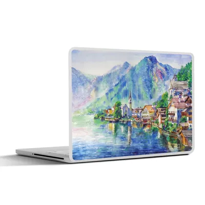Produktbild von MuchoWow® Laptop Aufkleber Sticker Cover Malerei - Architektur - Wasser - Berge - Öl 25x18 cm - Laptop-Deko