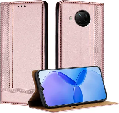 Produktbild von Handyhülle für Xiaomi Redmi Note 9 Pro Leder Flip Klappbare Schutzhülle mit Standfunktion Pink