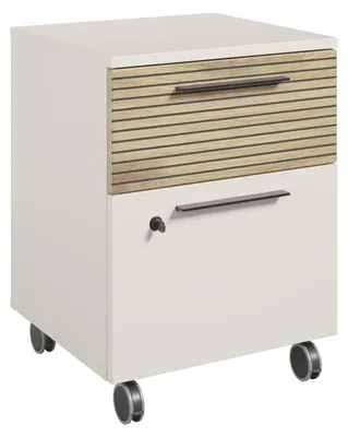 Produktbild von Rollcontainer FLORIDA, 45 cm breit, 61 cm hoch, 2 Schubladen mit Softclose, Kaschmirfarbe, Canella Eiche Absetzung